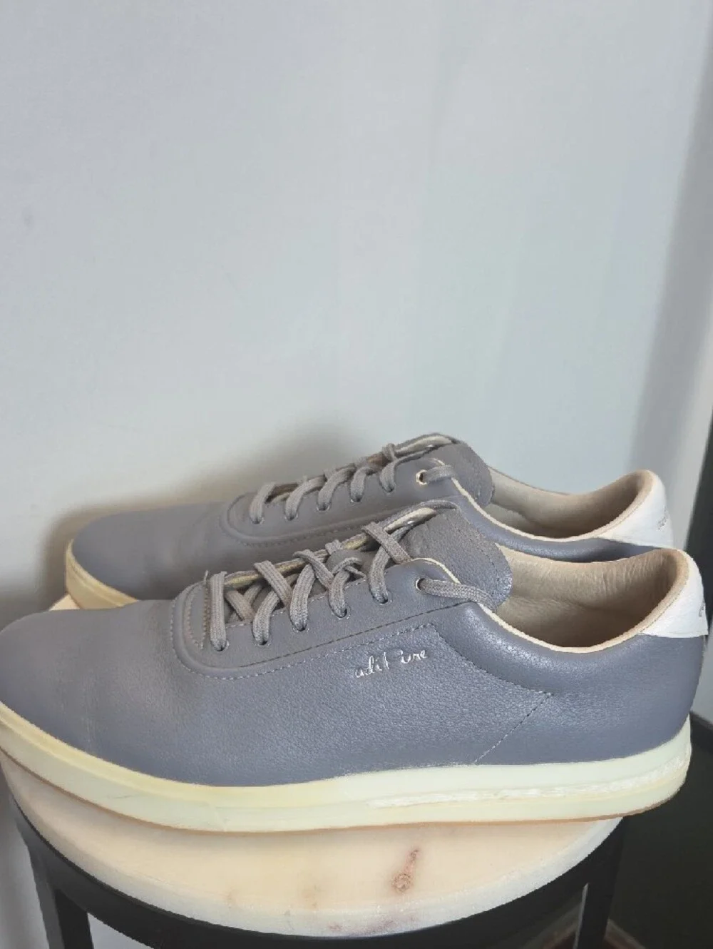 adidas Adi Pure Men's Grey Leather Golf Sneakers with Cream Sole Size 9